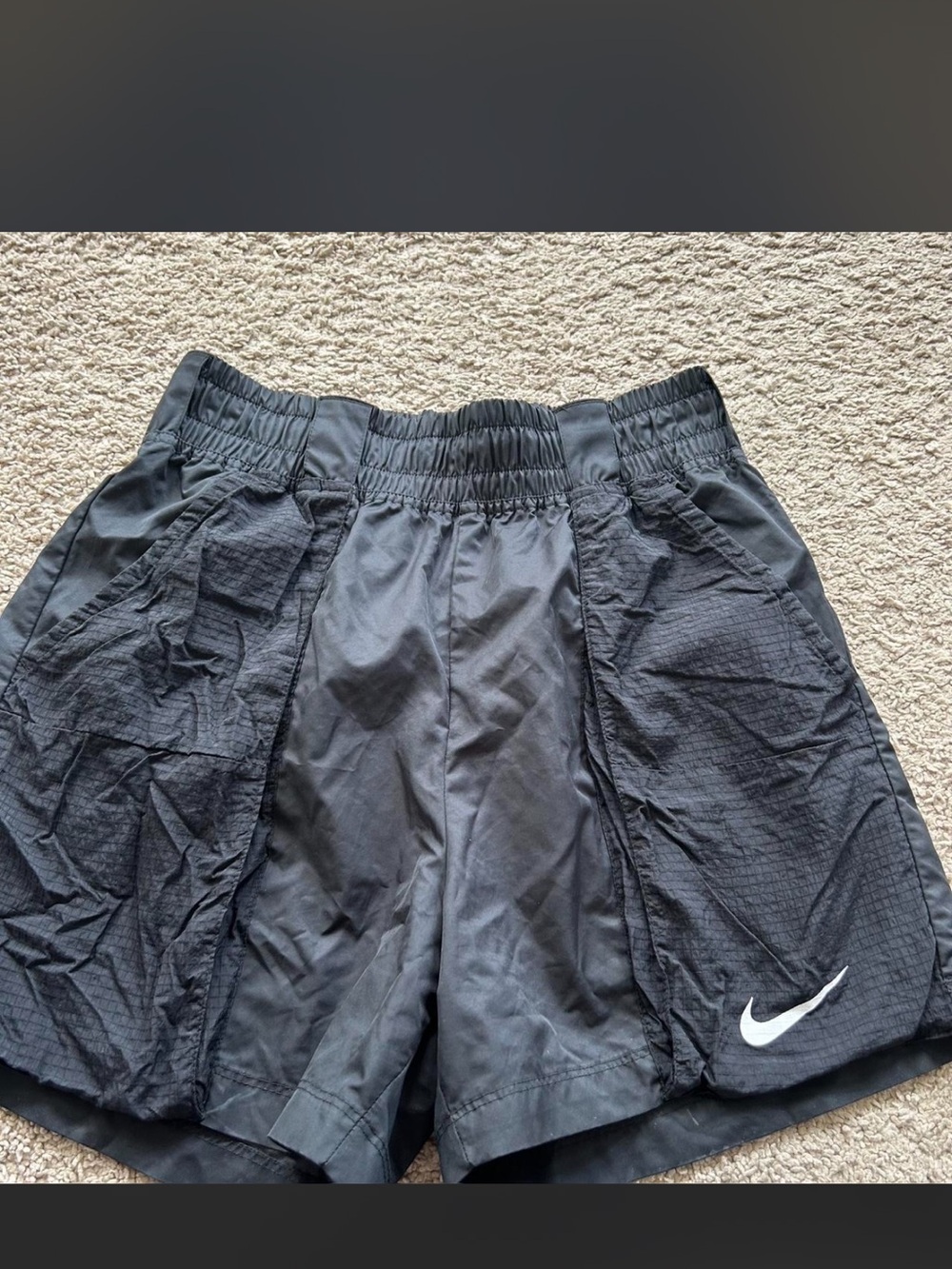 Nike Black Athletic Shorts with White Swoosh Tag